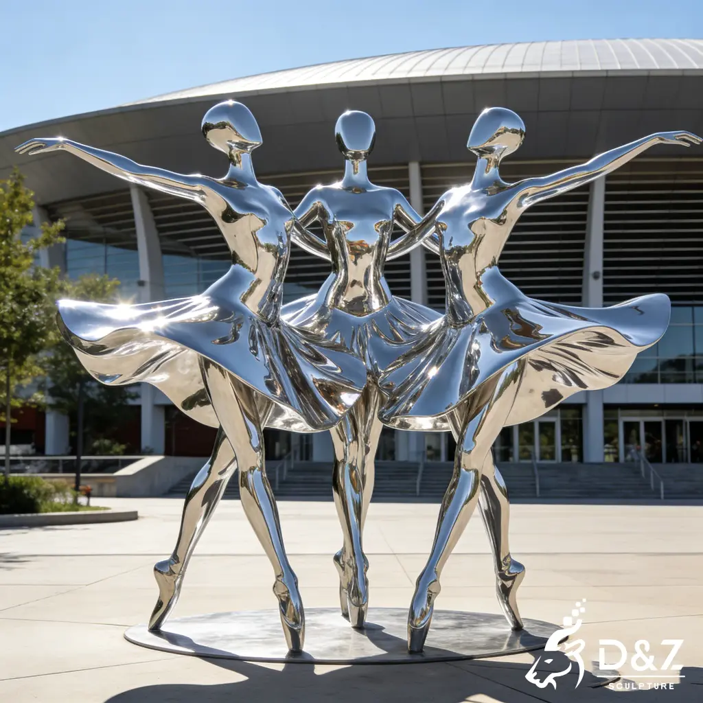 Abstract Dancer Sculpture Modern Metal Ballet Dance Art Deco DZN567-5