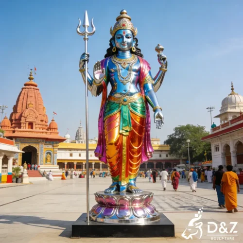 Colorful Modern Vishnu Sculpture Stainless Steel Indian God DZN533-2