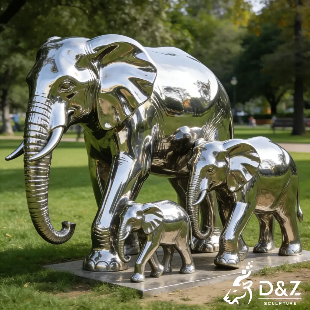 Custom Modern Metal Elephant Family Sculpture for Garden DZN578-3 Custom Modern Metal Elephant Family Sculpture for Garden DZN578-3