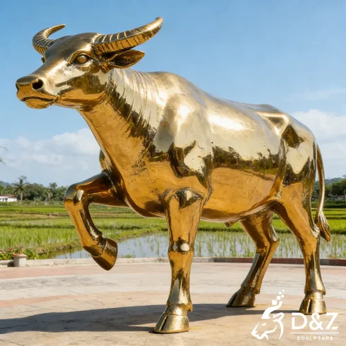Outdoor Modern Philippine Ssculpture Gold Buffalo Carabao DZN539-3