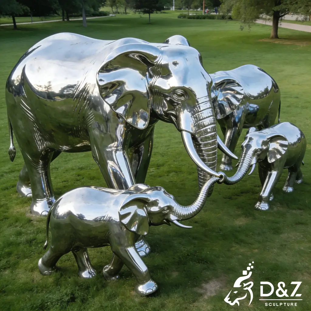 Custom Modern Metal Elephant Family Sculpture for Garden DZN578-4 Custom Modern Metal Elephant Family Sculpture for Garden DZN578-4