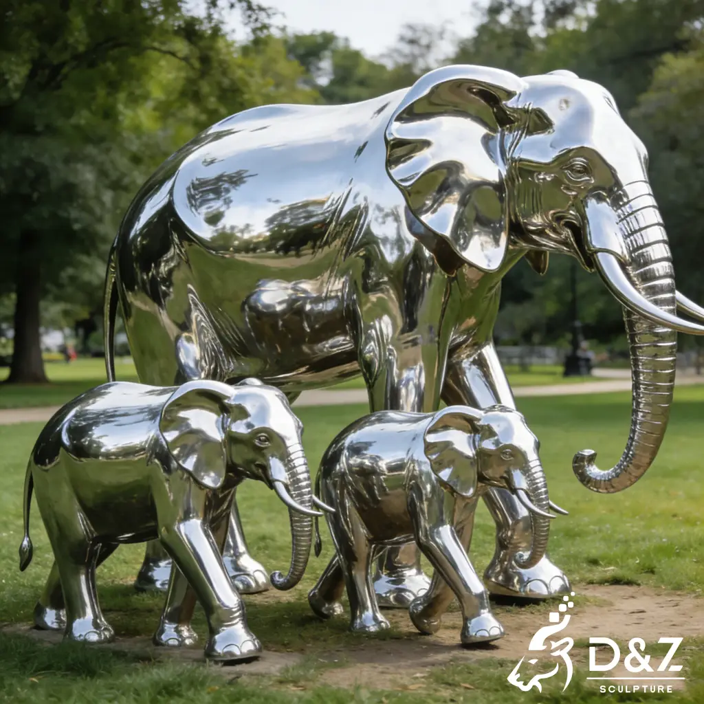 Custom Modern Metal Elephant Family Sculpture for Garden DZN578-5 Custom Modern Metal Elephant Family Sculpture for Garden DZN578-5