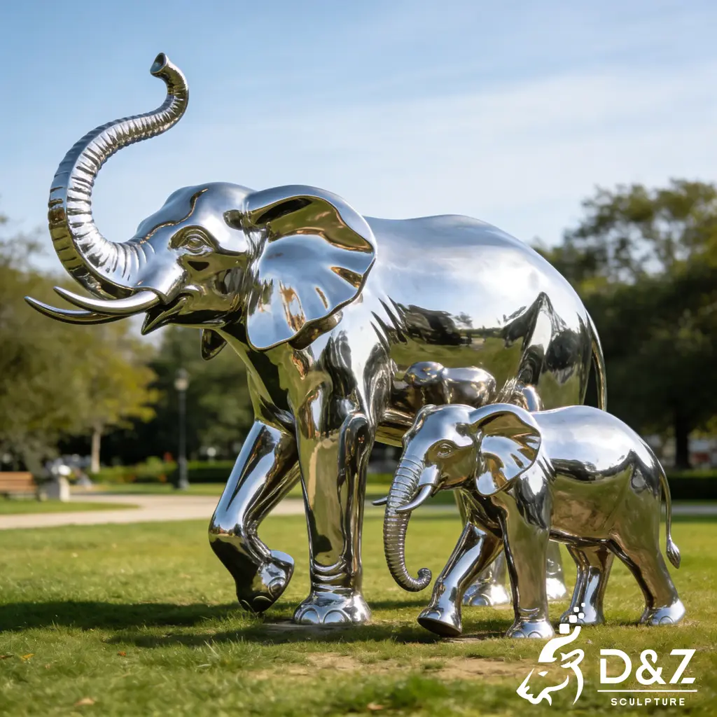 Custom Modern Metal Elephant Family Sculpture for Garden DZN578-6 Custom Modern Metal Elephant Family Sculpture for Garden DZN578-6