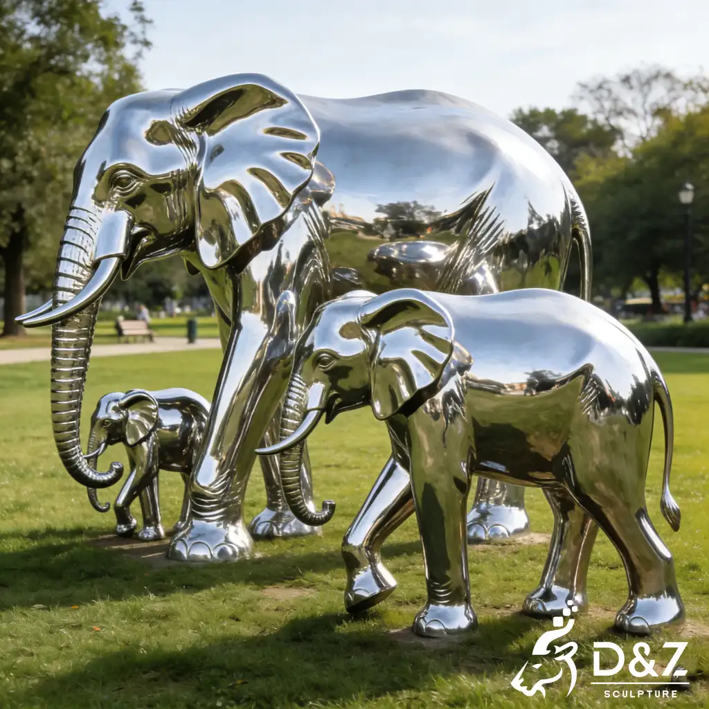 Custom Modern Metal Elephant Family Sculpture for Garden DZN578-7 Custom Modern Metal Elephant Family Sculpture for Garden DZN578-7