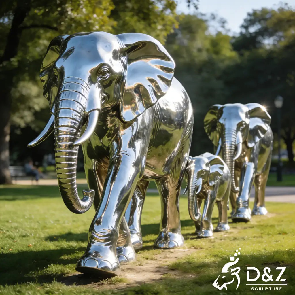 Custom Modern Metal Elephant Family Sculpture for Garden DZN578-8 Custom Modern Metal Elephant Family Sculpture for Garden DZN578-8