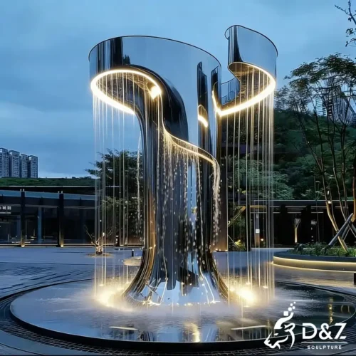Led Light Water Fountain Modern Metal Tree Water Feature DZN565-1