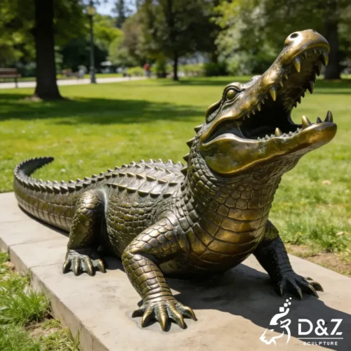 Life-size Bronze Crocodile Sculpture: Outdoor Garden Art DZN571-1 Life-size Bronze Crocodile Sculpture: Outdoor Garden Art DZN571-1