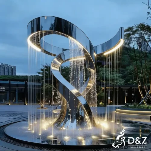 Led Light Water Fountain Modern Metal Tree Water Feature DZN565-7