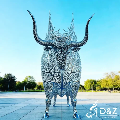Landmark Modern Bull Sculpture Tree Art for Public Spaces DZN526-1