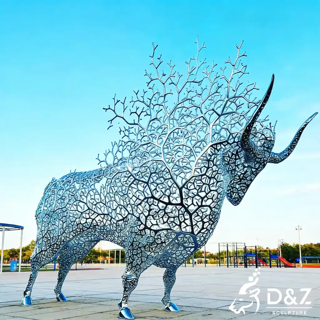 Landmark Modern Bull Sculpture Tree Art for Public Spaces DZN526-7 Landmark Modern Bull Sculpture Tree Art for Public Spaces DZN526-7