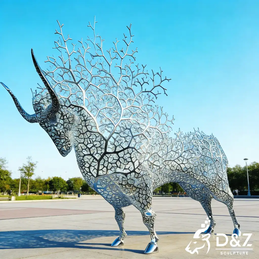 Landmark Modern Bull Sculpture Tree Art for Public Spaces DZN526-8 Landmark Modern Bull Sculpture Tree Art for Public Spaces DZN526-8