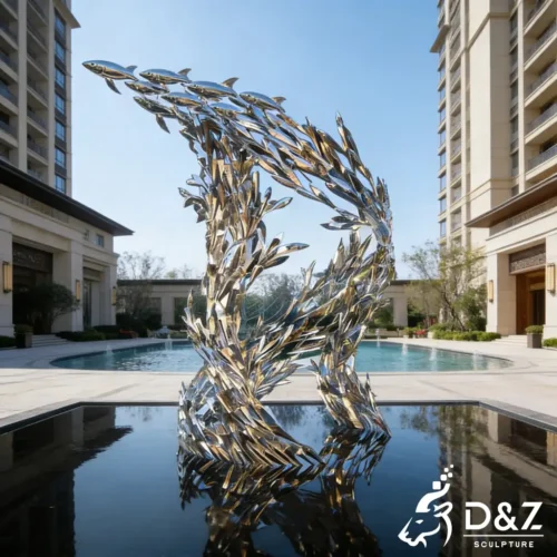 Large Abstract Metal Modern Fish Sculpture for Garden DZN527-3 Large Abstract Metal Modern Fish Sculpture for Garden DZN527-3