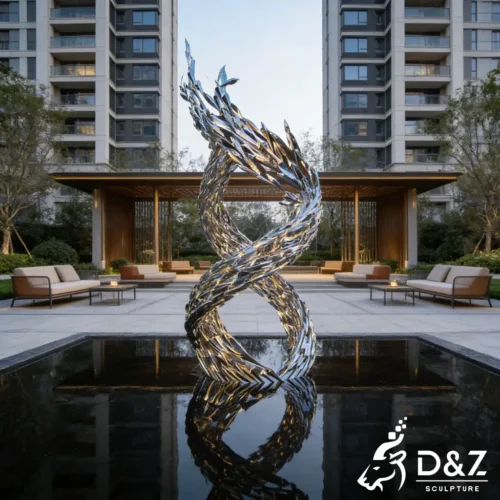 Large Abstract Metal Modern Fish Sculpture for Garden DZN527-5