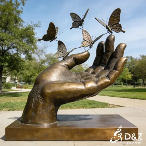 Custom Hand Sculpture with Butterflies Large Garden Decor DZN561-5 Custom Hand Sculpture with Butterflies Large Garden Decor DZN561-5