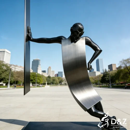 Surreal Abstract Human Figure Sculpture Brushed Metal Art DZN562-3 Surreal Abstract Human Figure Sculpture Brushed Metal Art DZN562-3