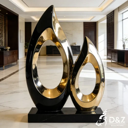Modern Indoor Sculpture Black Gold Abstract Stainless Art DZN534-1