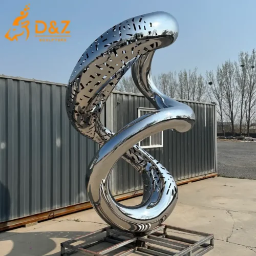 Abstract Metal Hollow Mobius Ring Sculpture Ornaments DZN590-1