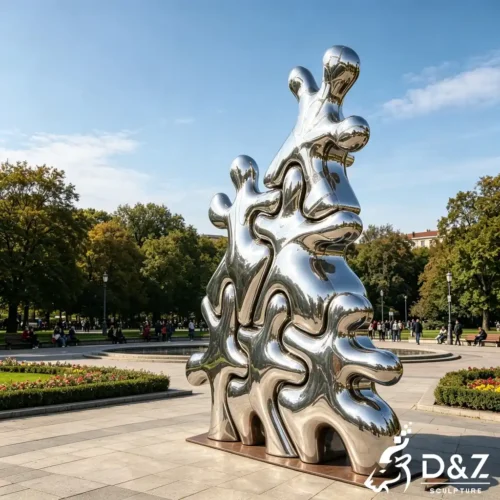 Abstract People Metal Puzzle Sculpture Outdoor Jigsaw Piece DZN584-1