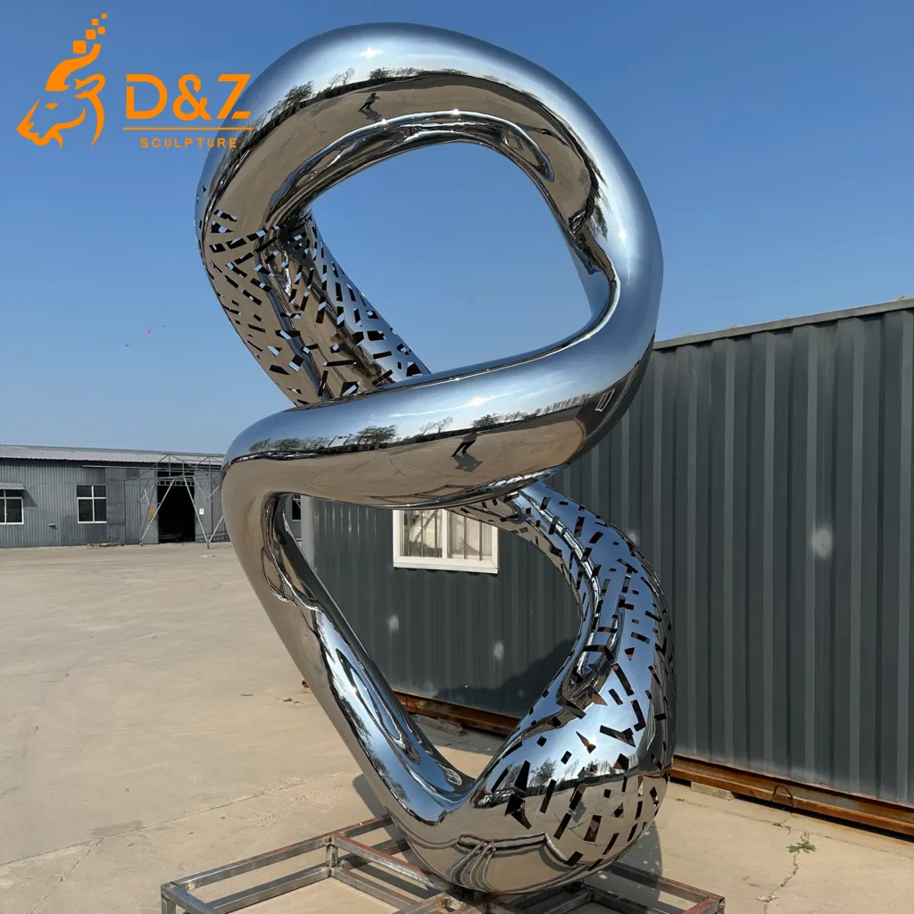 Abstract Metal Hollow Mobius Ring Sculpture Ornaments DZN590-7 Abstract Metal Hollow Mobius Ring Sculpture Ornaments DZN590-7