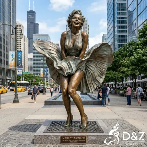 Hollywood Bronze Marilyn Monroe Skirt Statue Celebrity Art DZN621-3
