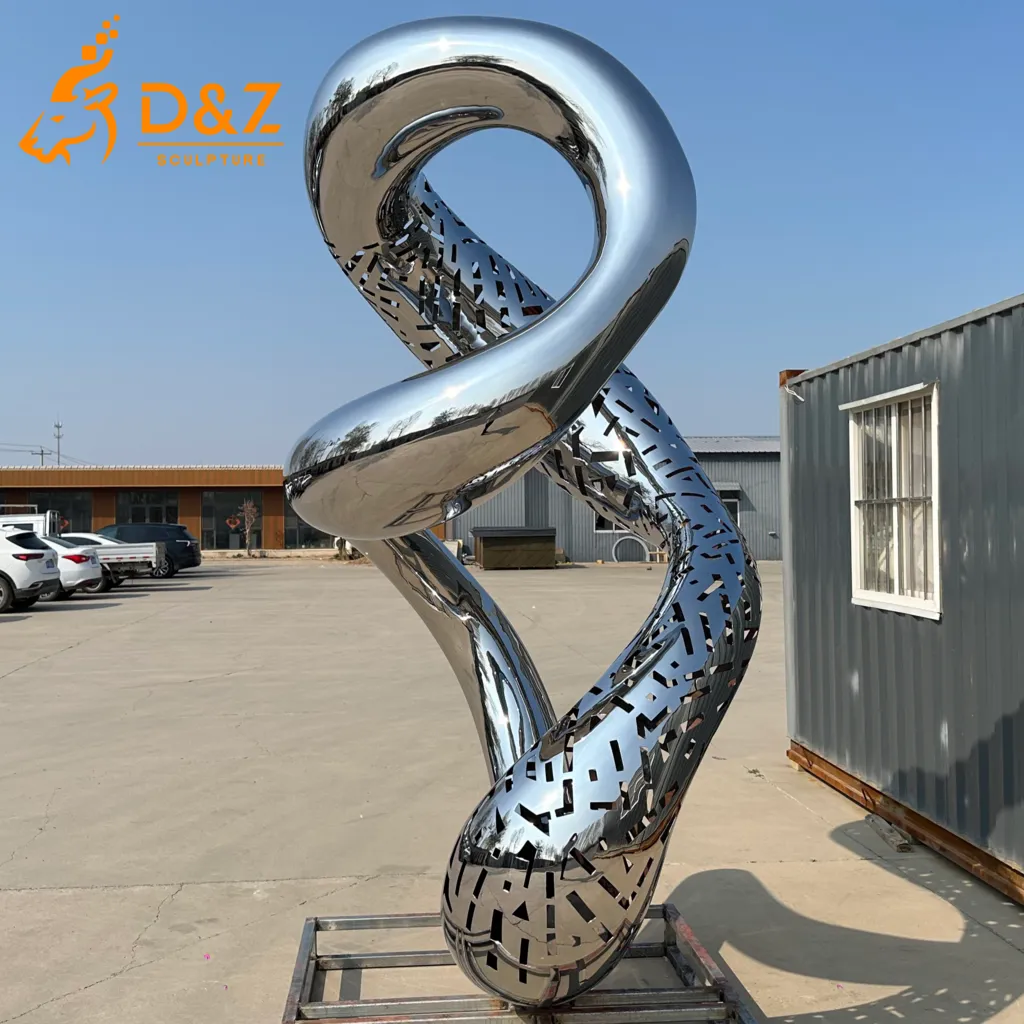 Abstract Metal Hollow Mobius Ring Sculpture Ornaments DZN590-8 Abstract Metal Hollow Mobius Ring Sculpture Ornaments DZN590-8