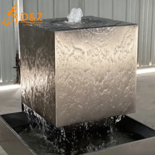 Modern Stainless Steel Cube Fountain Outdoor Water Feature DZN631-1