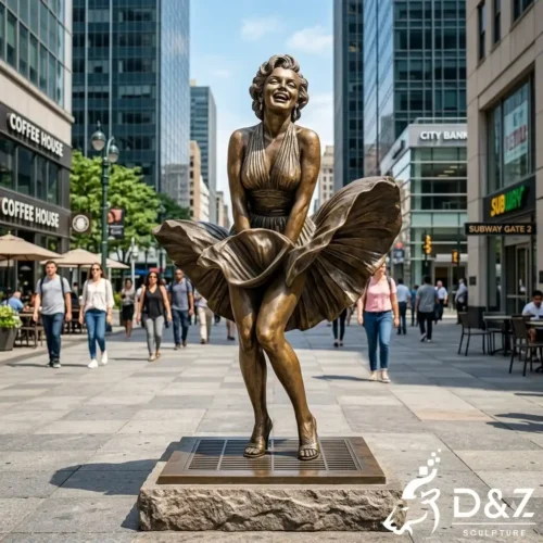 Hollywood Bronze Marilyn Monroe Skirt Statue Celebrity Art DZN621-7