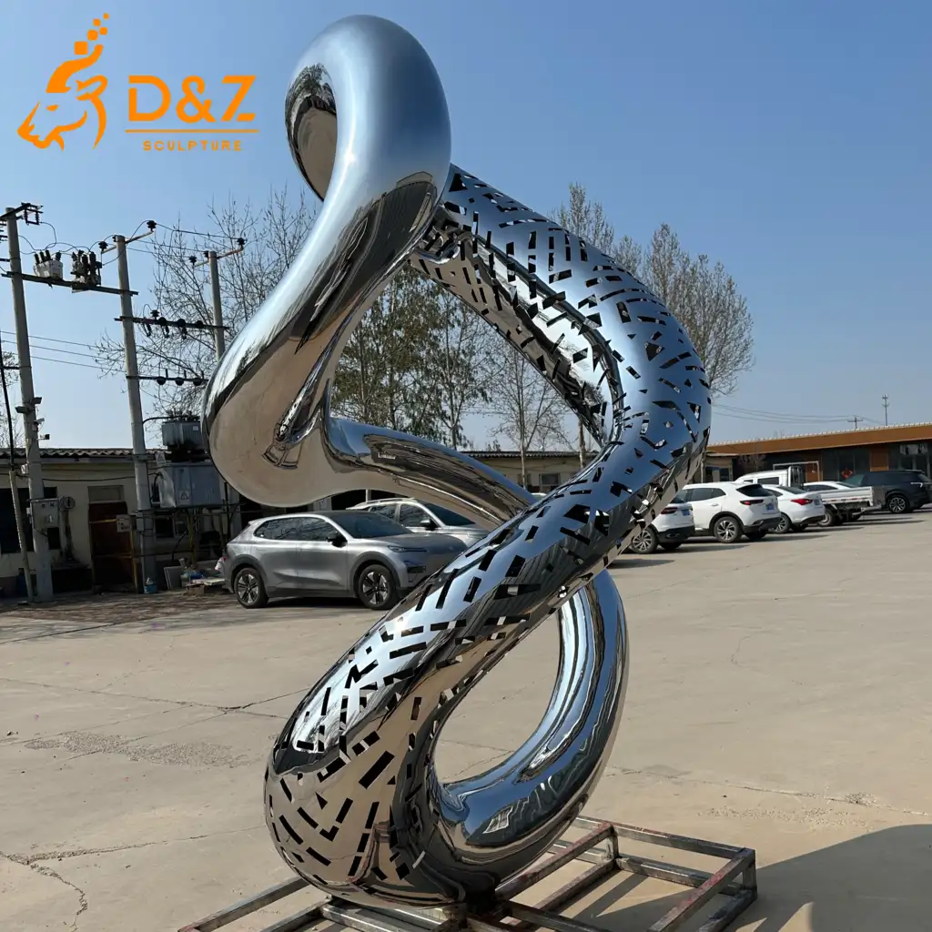 Abstract Metal Hollow Mobius Ring Sculpture Ornaments DZN590-2 Abstract Metal Hollow Mobius Ring Sculpture Ornaments DZN590-2