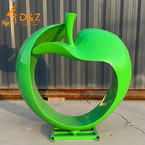 Large Green Apple Sculpture | Modern Outdoor Ring Art DZN596-2 Large Green Apple Sculpture | Modern Outdoor Ring Art DZN596-2