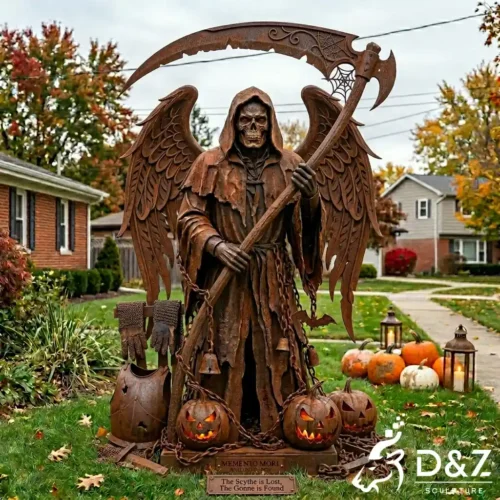 Cemetery Grim Reaper Halloween Statue with Wings Death Angel DZN611-2