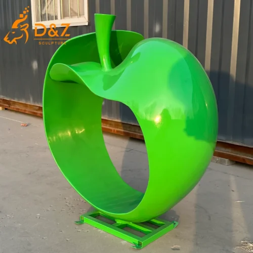 Large Green Apple Sculpture | Modern Outdoor Ring Art DZN596-5