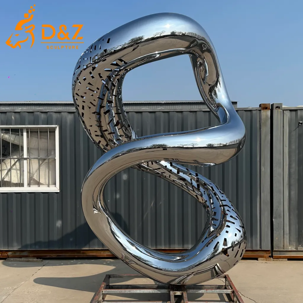 Abstract Metal Hollow Mobius Ring Sculpture Ornaments DZN590-4 Abstract Metal Hollow Mobius Ring Sculpture Ornaments DZN590-4