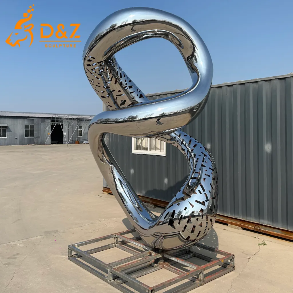 Abstract Metal Hollow Mobius Ring Sculpture Ornaments DZN590-5 Abstract Metal Hollow Mobius Ring Sculpture Ornaments DZN590-5