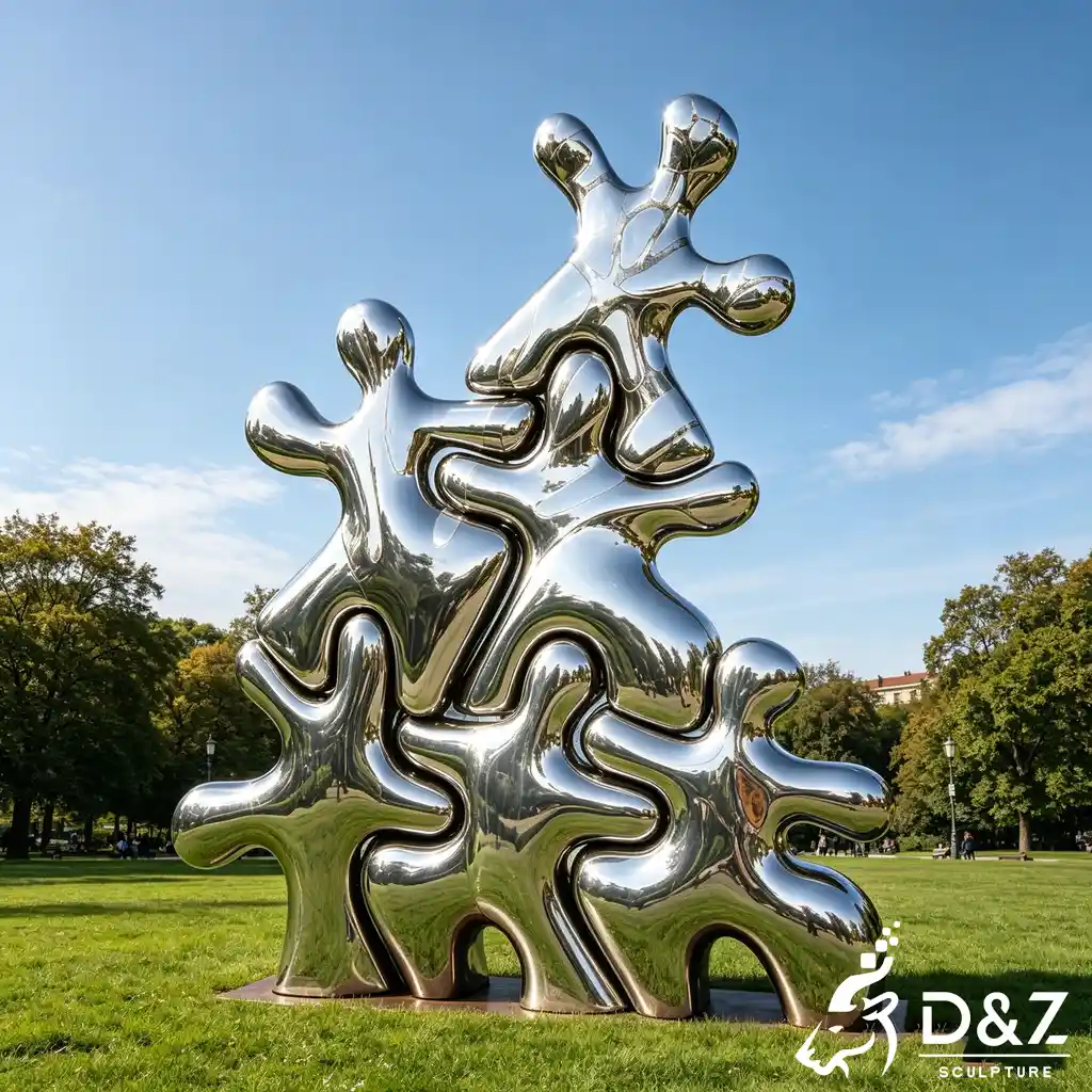 Abstract People Metal Puzzle Sculpture Outdoor Jigsaw Piece DZN584-6