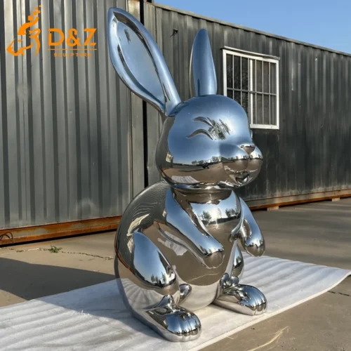 Large Metal Rabbit Garden Sculpture Outdoor Cute Bunny DZN589-6