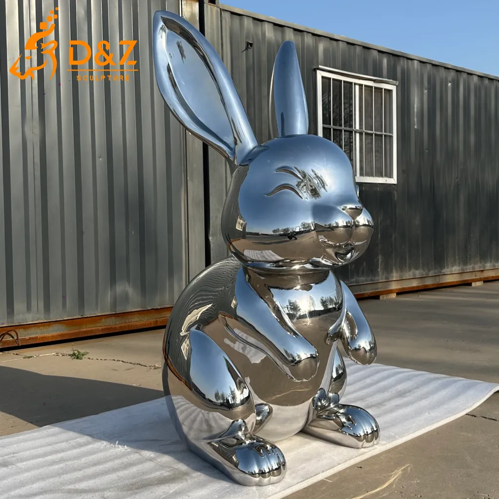 Large Metal Rabbit Garden Sculpture Outdoor Cute Bunny DZN589-6