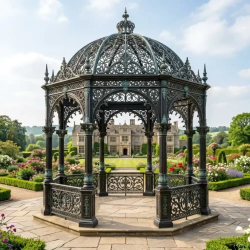 Outdoor Luxury Victorian Wrought Iron Gazebo Pavilion Decor DZN632-1