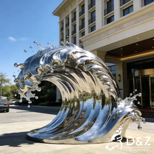 Modern Metal Wave Sculpture Art for School Hotel Patio DZN601-1