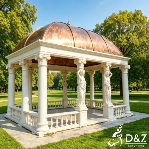 Large Square Gazebo Pavilion with Sculpted Columns Dome DZN629-1