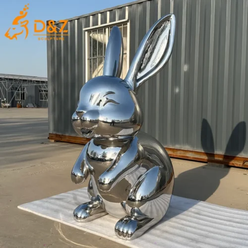 Large Metal Rabbit Garden Sculpture Outdoor Cute Bunny DZN589-1