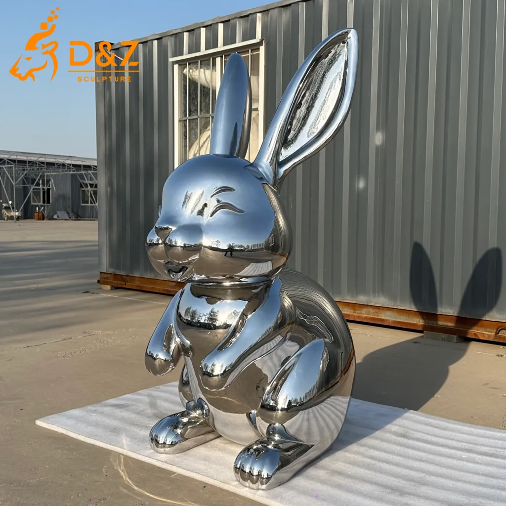 Large Metal Rabbit Garden Sculpture Outdoor Cute Bunny DZN589-1 Large Metal Rabbit Garden Sculpture Outdoor Cute Bunny DZN589-1