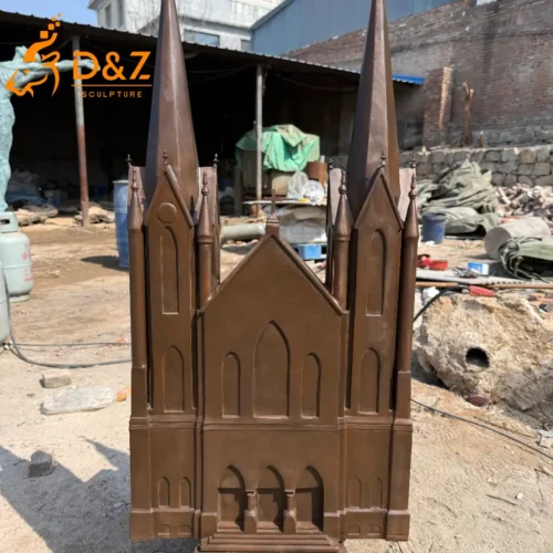 Gothic Cathedral Sculpture Bronze Church Garden Decor Art DZN592-2
