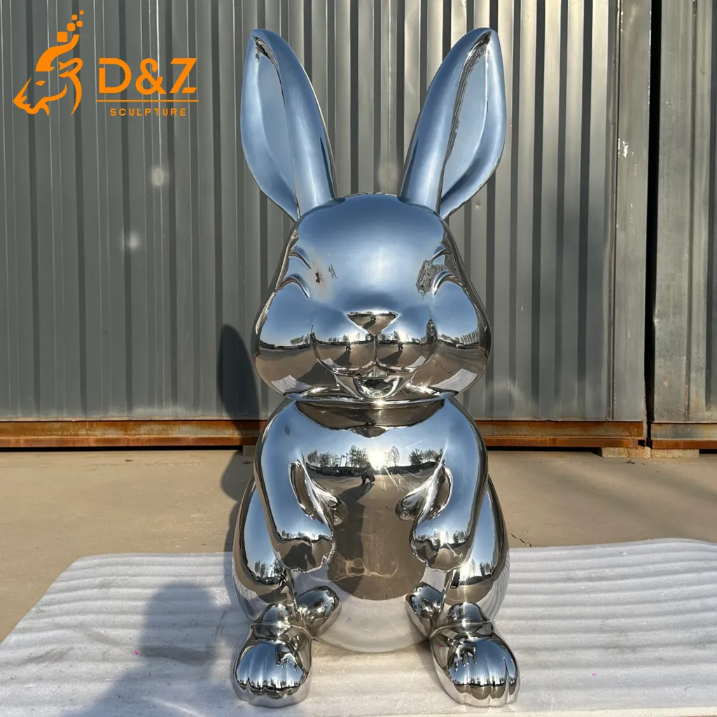 Large Metal Rabbit Garden Sculpture Outdoor Cute Bunny DZN589-2 Large Metal Rabbit Garden Sculpture Outdoor Cute Bunny DZN589-2