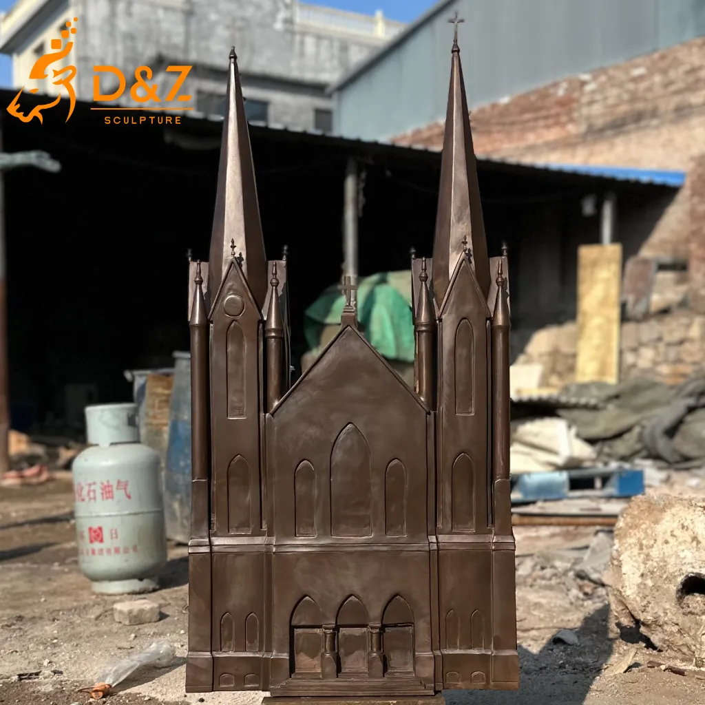 Gothic Cathedral Sculpture Bronze Church Garden Decor Art DZN592-3 Gothic Cathedral Sculpture Bronze Church Garden Decor Art DZN592-3