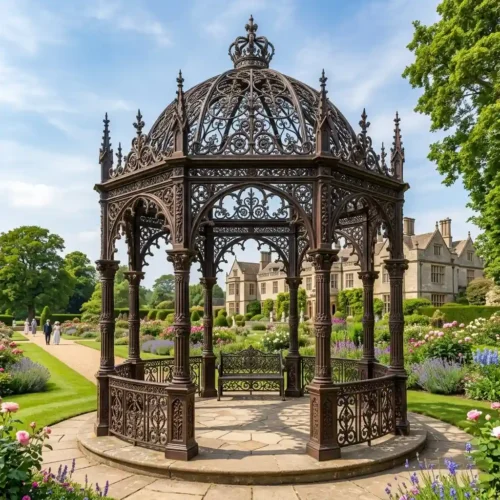 Outdoor Luxury Victorian Wrought Iron Gazebo Pavilion Decor DZN632-4