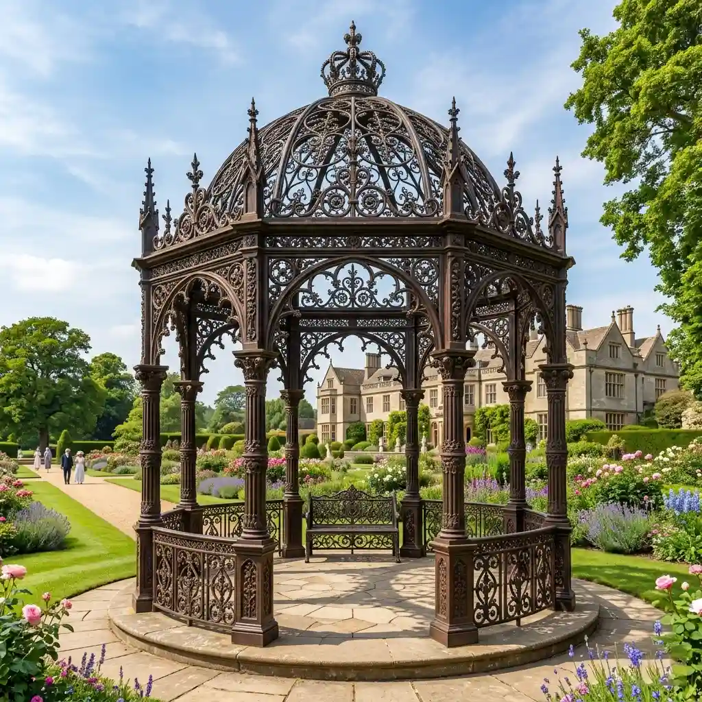 Outdoor Luxury Victorian Wrought Iron Gazebo Pavilion Decor DZN632-4