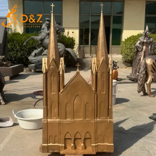 Gothic Cathedral Sculpture Bronze Church Garden Decor Art DZN592-7