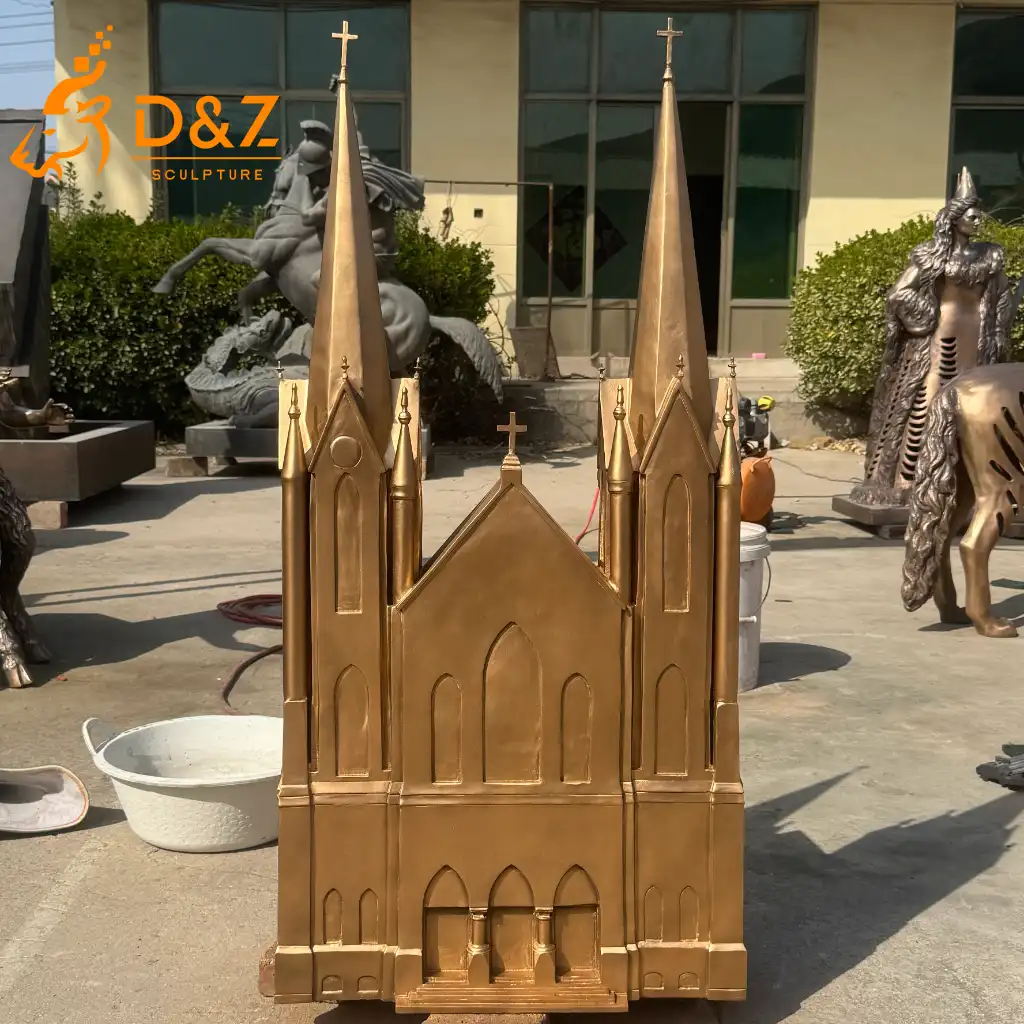 Gothic Cathedral Sculpture Bronze Church Garden Decor Art DZN592-7 Gothic Cathedral Sculpture Bronze Church Garden Decor Art DZN592-7