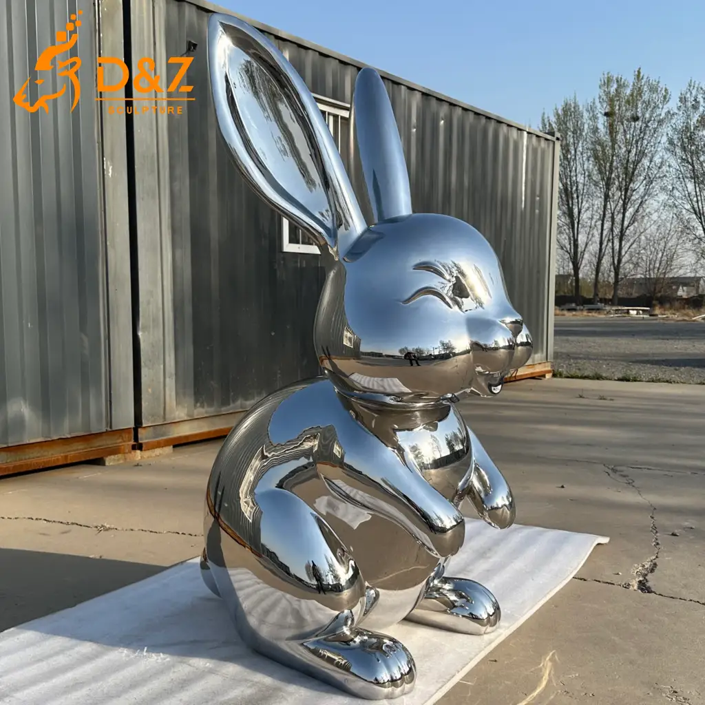 Large Metal Rabbit Garden Sculpture Outdoor Cute Bunny DZN589-4 Large Metal Rabbit Garden Sculpture Outdoor Cute Bunny DZN589-4