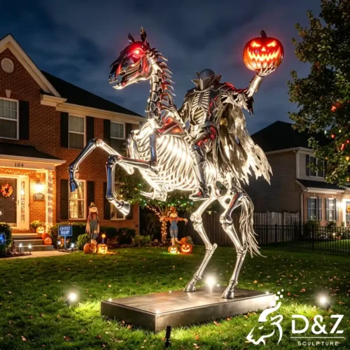 Large Halloween Headless Horseman Statue Holding Pumpkin DZN610-5